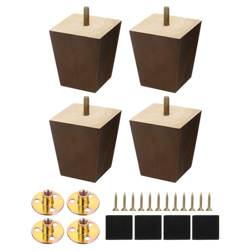 uxcell 8 Inch Wood Furniture Legs, Set of 4 Sofa Replacement Wooden Furniture Feet Dresser Legs with Mounting Screws, for Cabinets Couch Dresser Chair Desk Ottoman Table, Brown