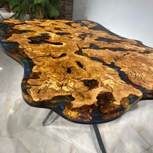 TUZECH Special Olive Wood Epoxy Dining Table Resin Table Living Room Table Kitchen Table Console Table Conference Table Patio Table Side/End Table Home Décor (without Stand, 36 x 20 Inches)