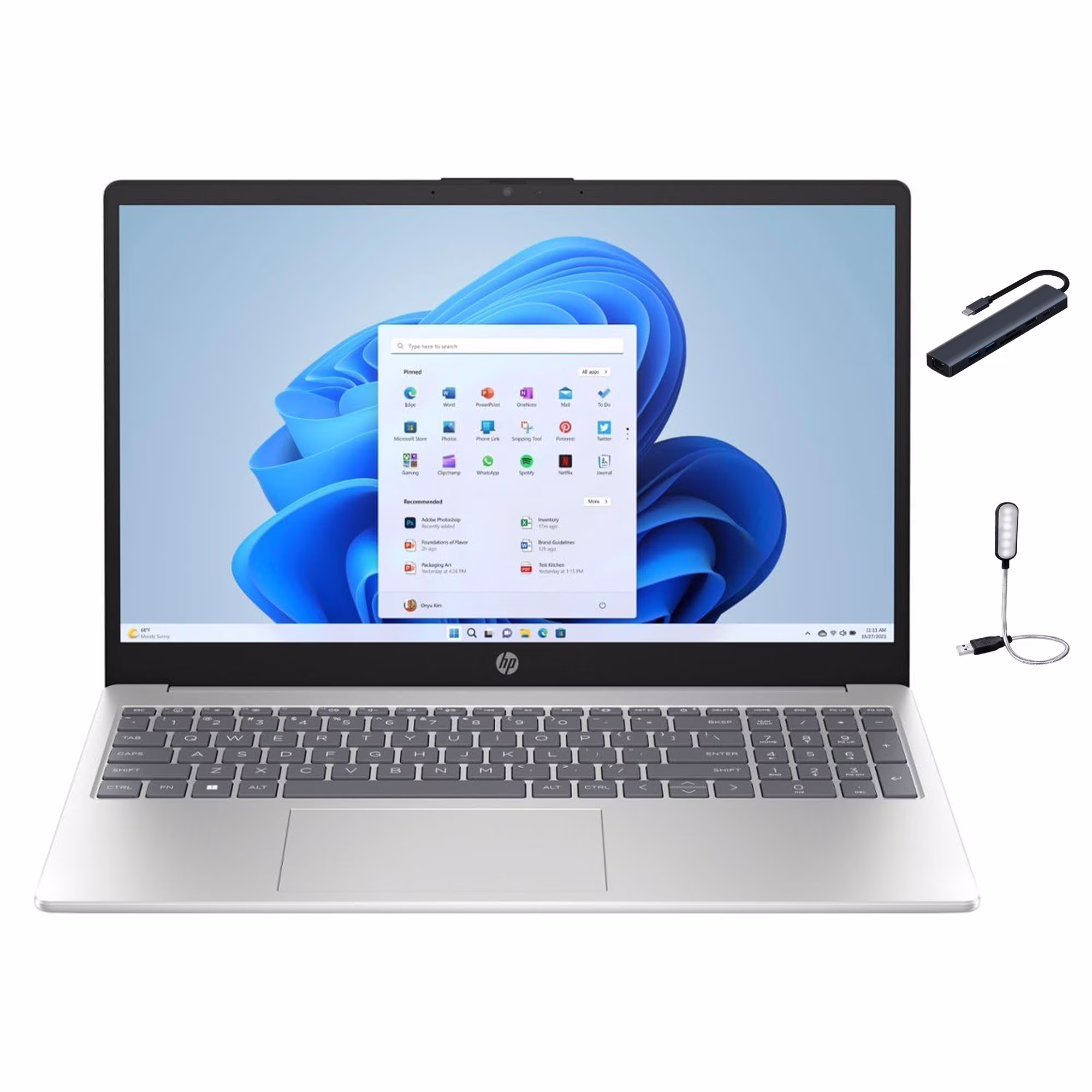 HP 15.6'' FHD IPS Touch Laptop, AMD Ryzen 7 7730U Processor, 32GB DDR4 RAM, 1TB SSD, Webcam, Wifi 6, Windows 11 Pro, Natural Silver with Mazepoly Accessories