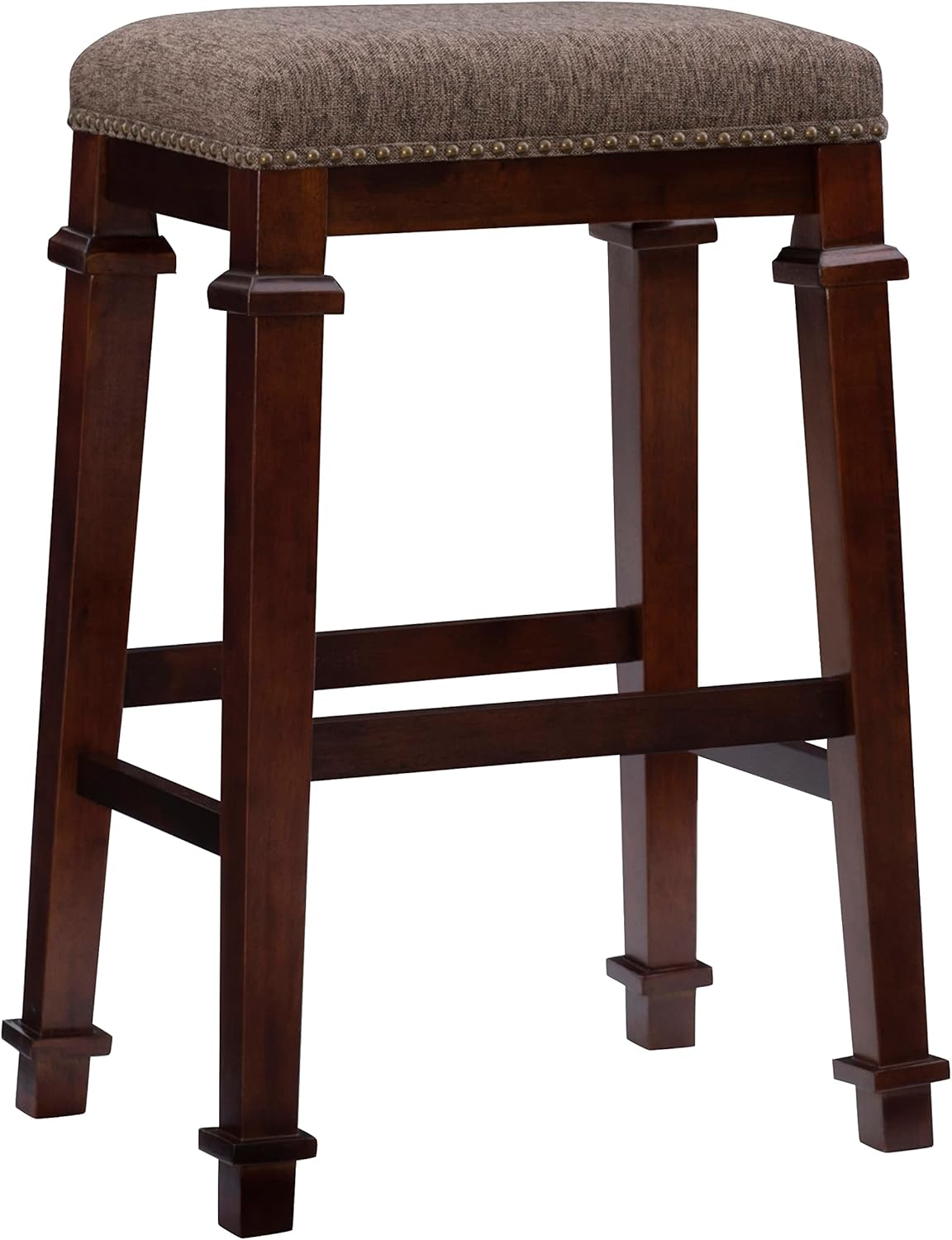 Linon Kennedy Backless Bar Stool, Brown Tweed
