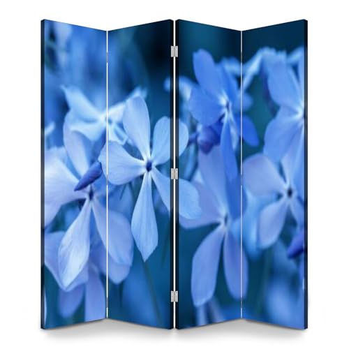 Wood Screen Room Divider Forget me blue blossoms Folding Screen Canvas Privacy Partition Panels Dual-Sided Wall Divider Indoor Display Shelves 6 panels