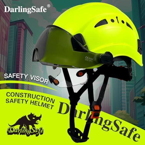 Safety Helmet with Visor Adjustable Size Hard Hat Lightweight Vented Outdoor Work Helmet for Men ANSI Z89.1 Approved Industrial Construction