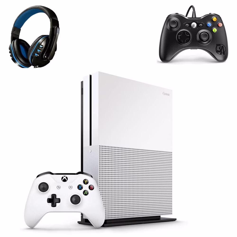 Pre-Owned Microsoft Xbox One S 500GB Gaming Console White 2 Controller Included BOLT AXTION Bundle