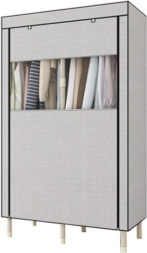 PEYNIR Grey Assemble Closet Fabric Oxford Combination Hanging Wardrobe Portable Temporary Wardrobe Detachable Armoire Simple Bedroom Living Room