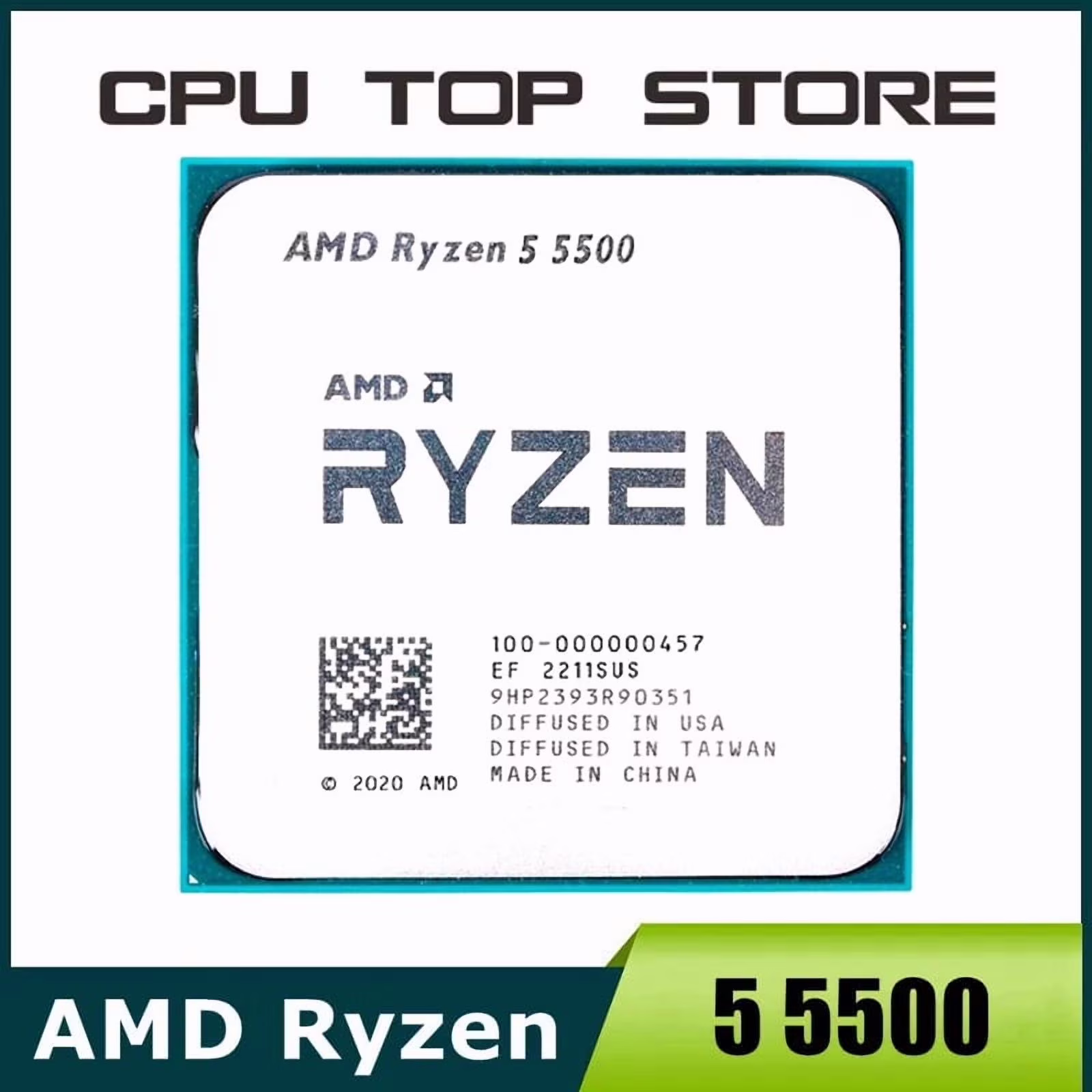AMD Ryzen 5 5500 R5 5500 3.6GHz 6-Core 12-Thread CPU Processor 7NM L3=16M 100-000000457 Socket AM4 No Fan