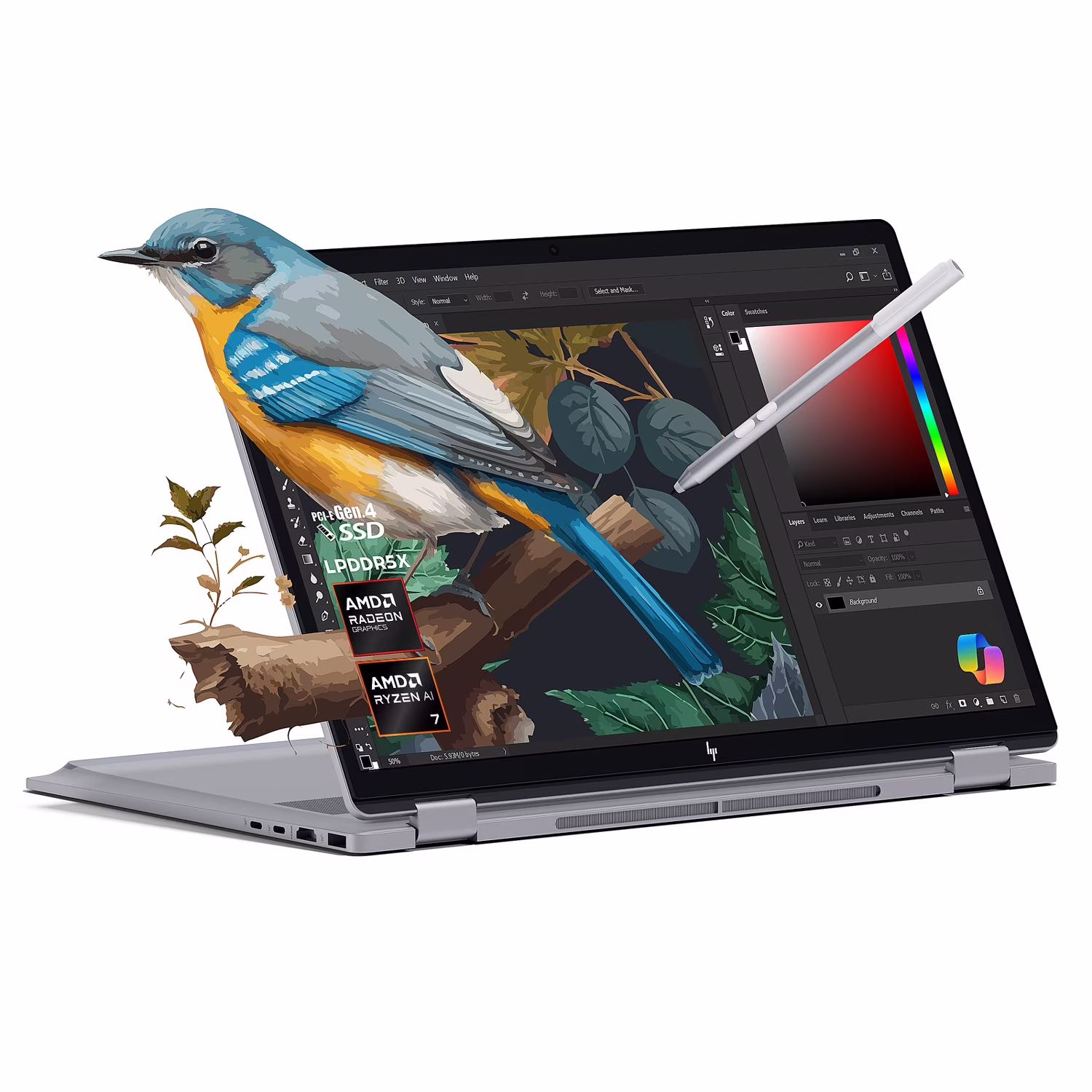 HP 2025 New Envy x360 2-in-1 Laptop, OmniBook X Flip 14" Touchscreen 2K IPS Display, AMD Ryzen AI 7 350, 24GB LPDDR5X RAM, 2TB Gen 4 SSD, Copilot AI, WiFi 6E, w/Microsoft Surface Pen, Win 11 Home