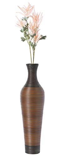 Tall Designer Floor Vase, Large vase for Home Decor Floor, Artificial Rattan Floor Vase, Brown Floor Vase for Living Room or Hallway, 41 Inch Tall Vase, Large