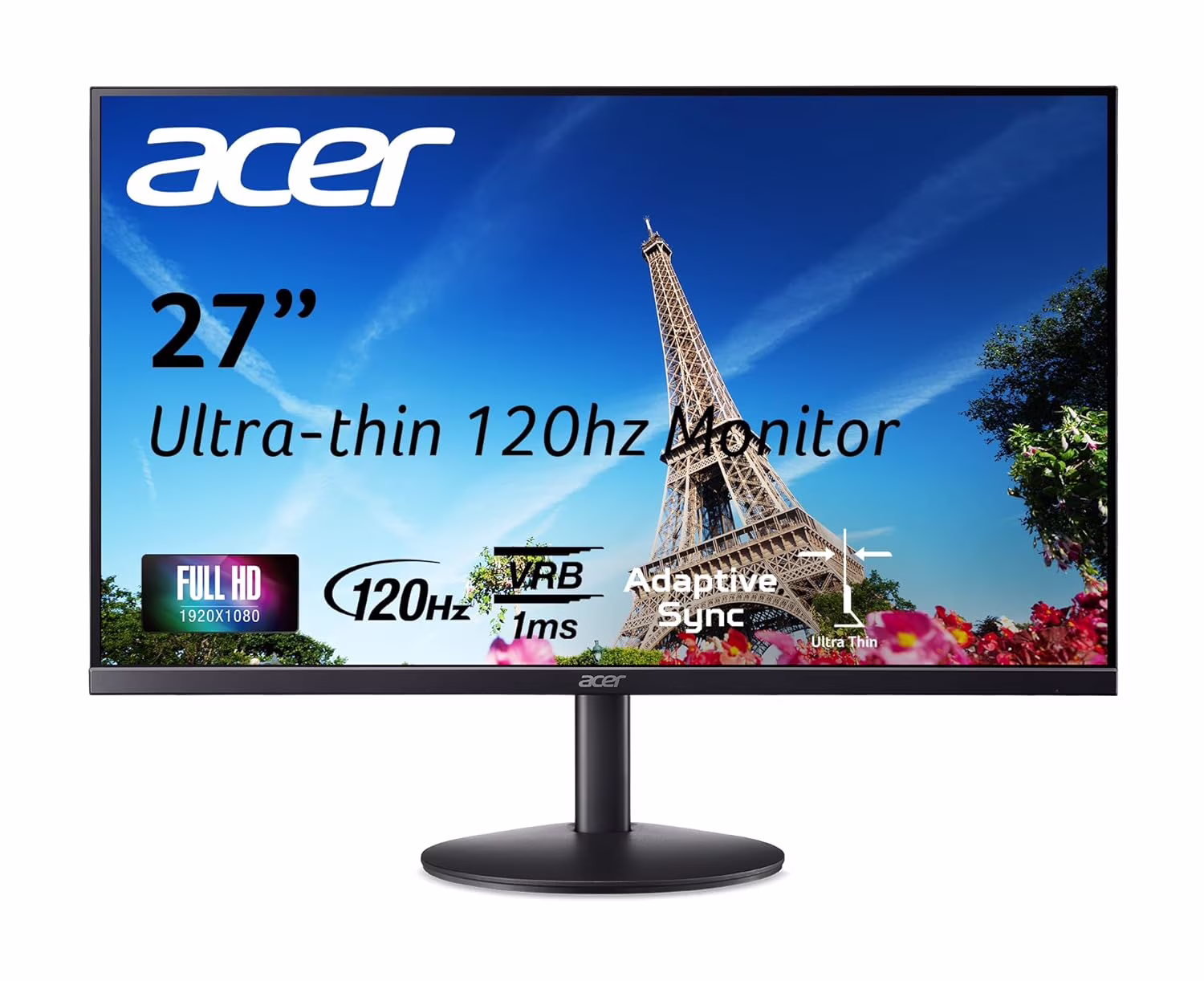 SB273 G0bi 27" IPS Full HD (1920 x 1080) Ultra-Thin Zero-Frame Gaming Office Monitor | Adaptive-Sync Support (FreeSync Compatible) | Up to 120Hz Refresh | 1ms (VRB) | Tilt | HDMI & VGA Ports
