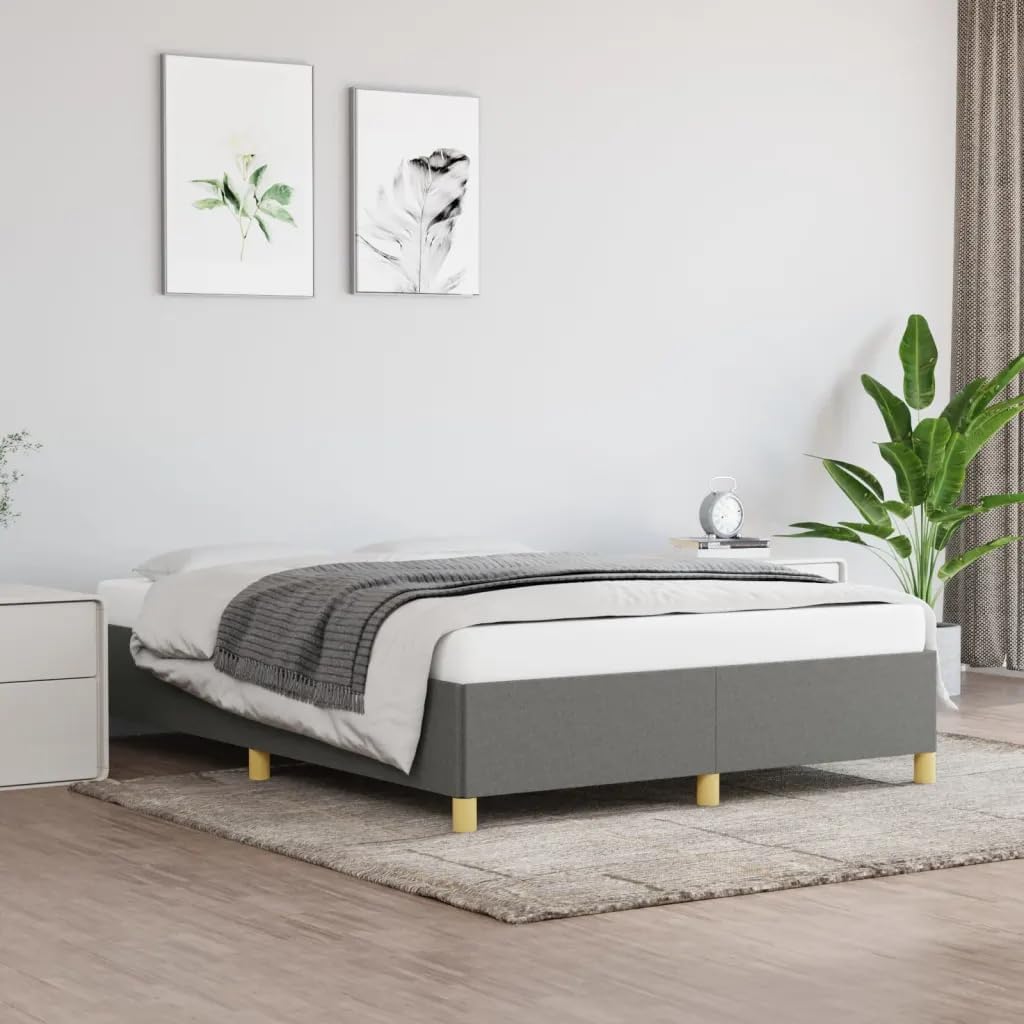 vidaXL Queen Size Bed Frame - Dark Gray, Stylish Modern Design, Supports 59.8