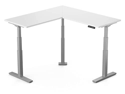 Direction L Shape Standing Desk, Corner Standing Desk, Fully Adjustable, Electric Dual Motor - Black - Designer White - 60x60x24