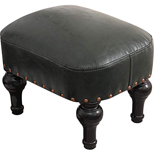 Small Foot Stool for Living Room Brown Leather Stool Vintage Upholstered Footrest Rubber Wooden Foot Rest Stool Sofa Stool for Foot Rest Purple