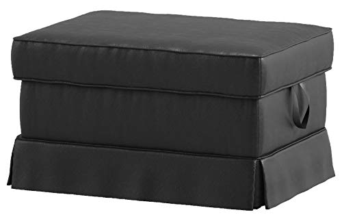 The PU Leather Ektorp Footstool Cover Replacement is Custom Made for Ikea Ektorp Ottoman Or Stool Slipcover (Leather Black)