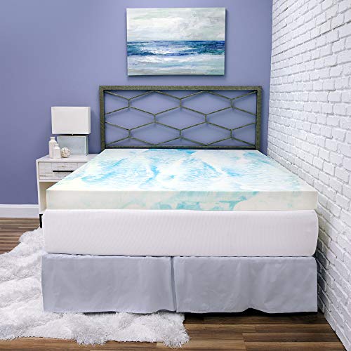 BioPEDIC 3-Inch Queen Size Mattress Topper, iCOOL Tech and Gel Swirl Medium Plush Memory Foam Mattress Topper, CertiPUR-US Certified, White, Queen Size (80