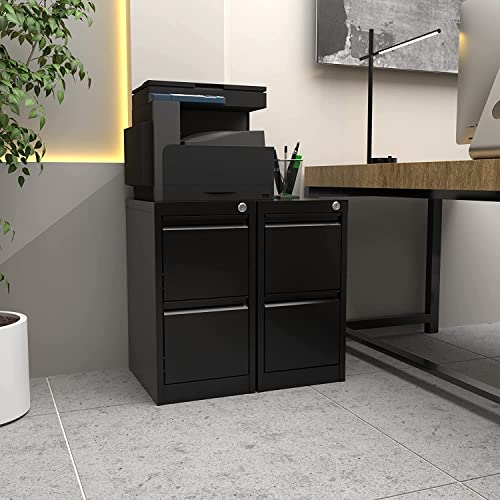 2 Drawer Metal Lateral File Cabinet with Lock, Lateral Filing Cabinet with Letter/Legal Size, Metal Storage Cabinet for Home Office,Assembly Required(Black, 2 Drawer)