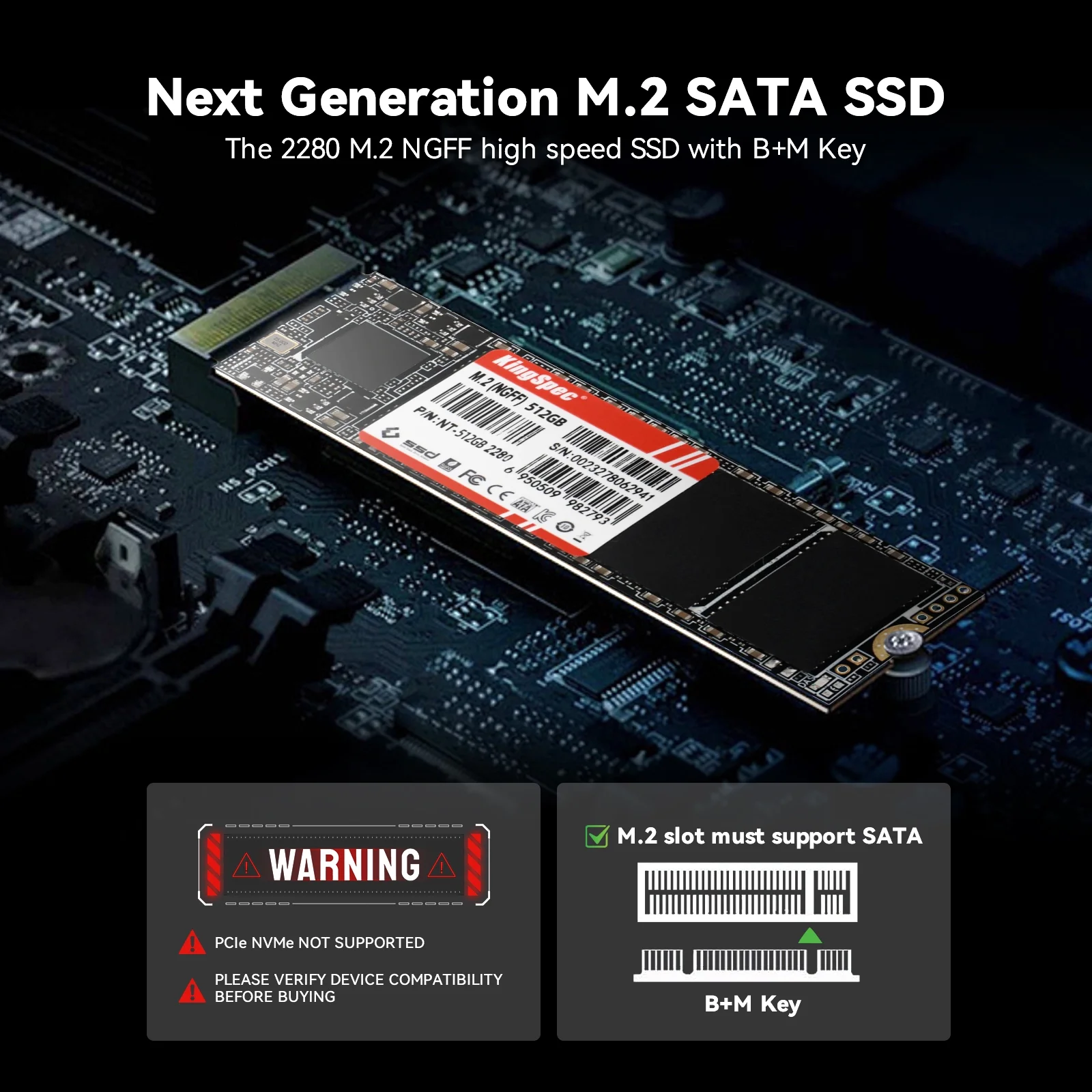 KingSpec 4TB M.2 SATA SSD SATA III 6Gbps Ultra-Slim Internal M2 2280 NGFF SSD for Desktop Laptop Notebook