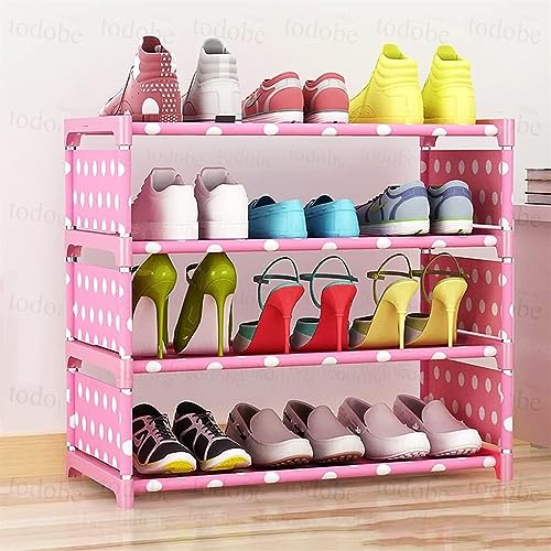 Shoe Rack 4Layers Simple Shoe Rack Removable Non-Woven Fabric Shoe Cabinets Space-Saving Stand Holder Entryway Shoe Shelves(Blue)