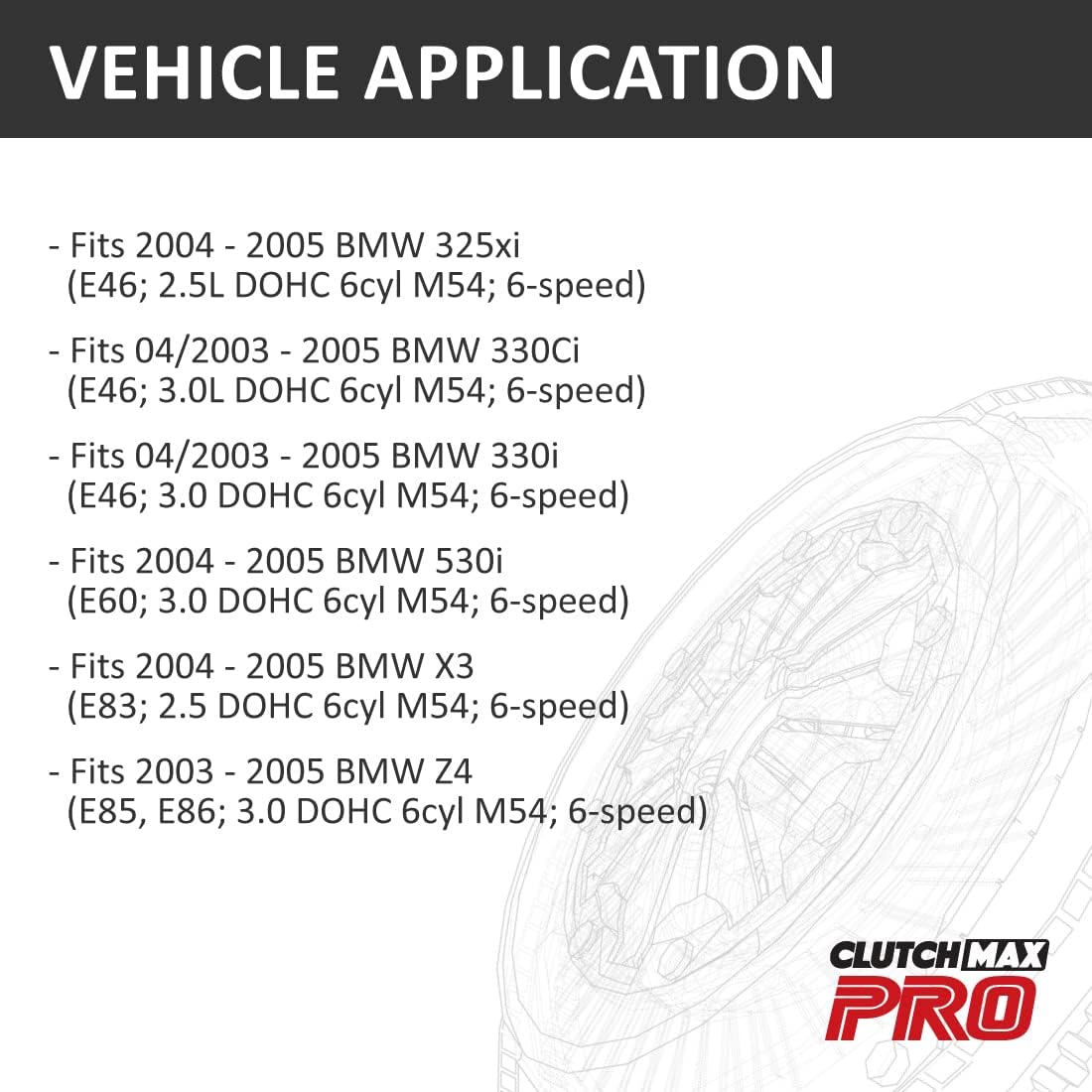 ClutchMaxPRO Performance Stage 1 Clutch Kit & Chromoly Flywheel Compatible with 2004 2005 BMW 325xi 330Ci 330i 530i X3 Z4 E46 E60 E83 E85 E86 M54 6-speed (CP03162HDLSF-ST1)