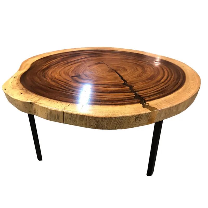 Custom Made Round Live Edge Table Dining Table Coffee Table End Table Bar Counter Top Living Room Table Wall Art Wooden Tabl (18 x 18 Inches, 16.5