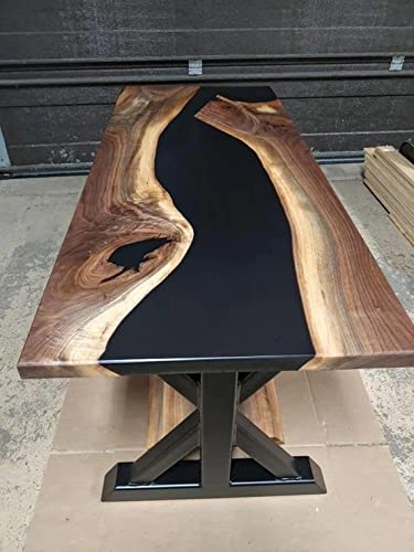 Customized Large Epoxy Table, Black Resin River Dining Table for 2, 4, 6, 8 River epoxy Dining Table, Epoxy Coffee Table, Living Room Table, Home décor (28.5