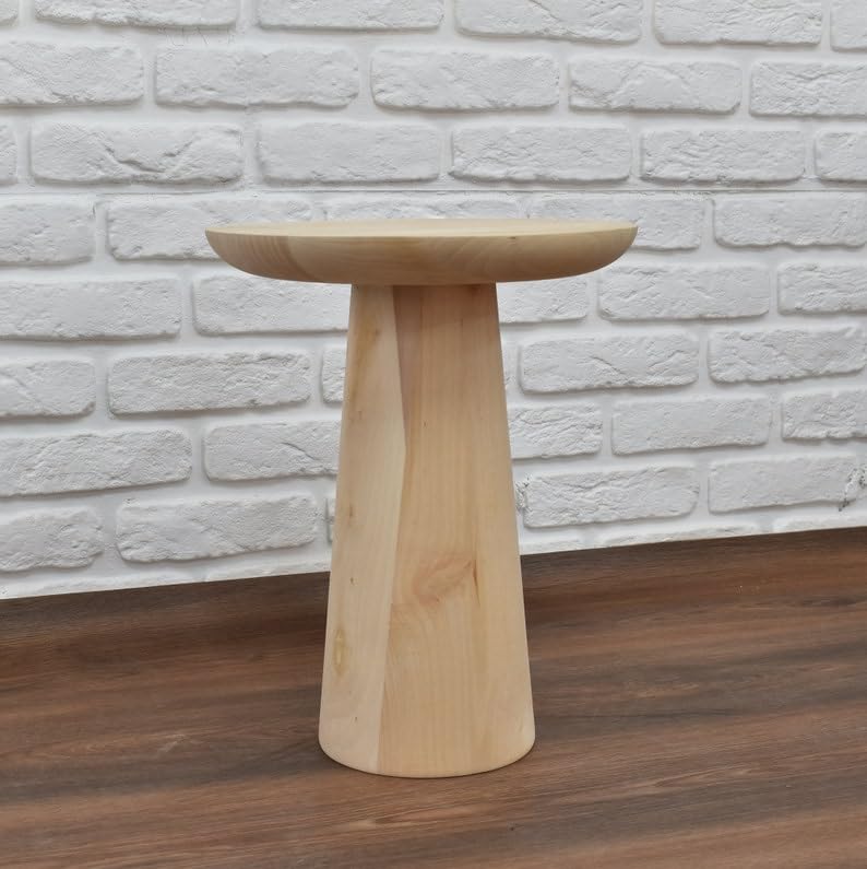 Coffee table in wood modern style, Side table, living room decoration, Plant Stand, tea table, housewarming gift, Mushroom end table (H: 16