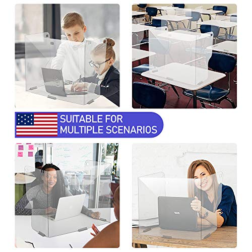 Fold Sneeze Guard Sheild for Counter Table and Desk for Business and Person Customer Safety，Plexiglass Barrier - PET for Offices Restaurant Classroom Hospital Shops (22.00X12.40X17.70 Inch) (5)