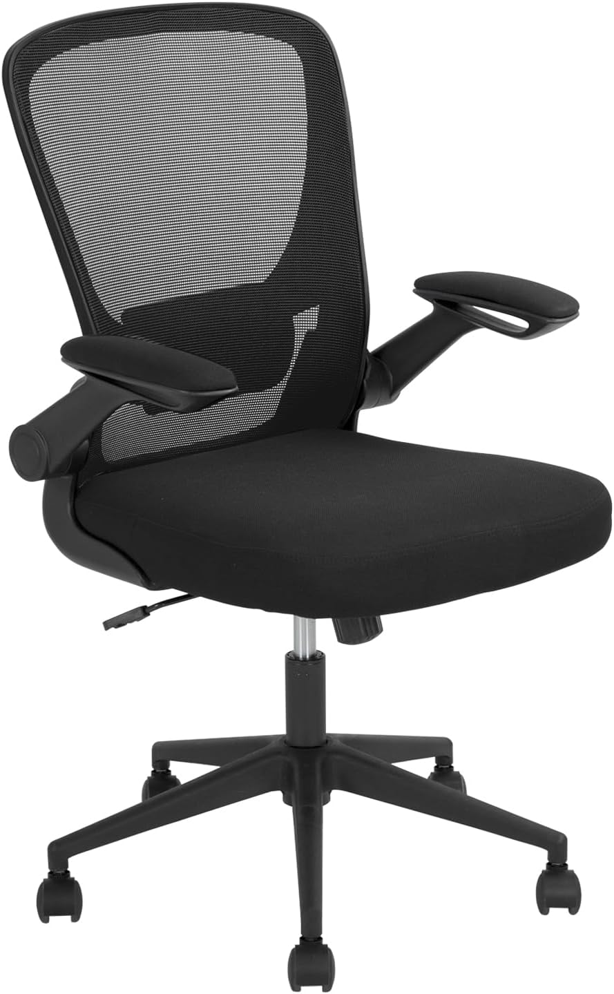 Home Office Chair Ergonomic Desk Chair Adjustable Rolling Swivel Chair Mid Black Task Chair Comfortable Mesh Computer Chair with Lumbar Support, Black