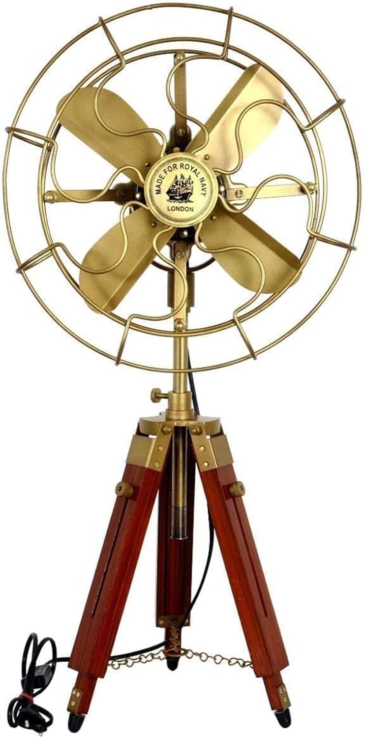 Standard Antique Tripod Fan With Modern Look Wooden Tripod Stand - Designer Pedestal Fan Decoration for Home, Living Room, Office Room