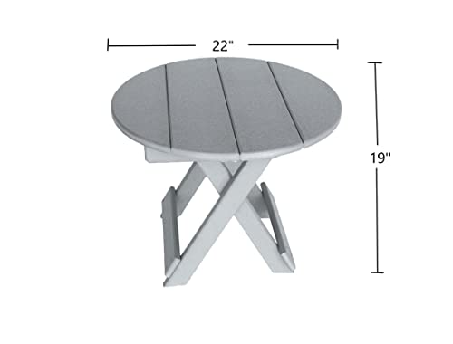 Round Outdoor Patio Side Table - Poly Folding Side Table - 22