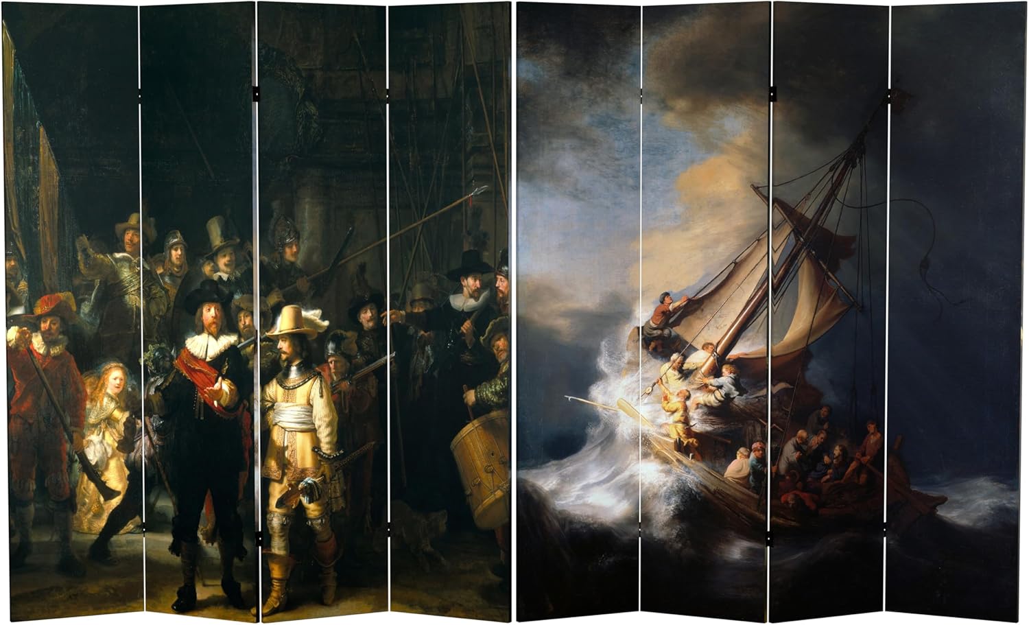6 ft. Tall Double Sided Works of Rembrandt Canvas Room Divider