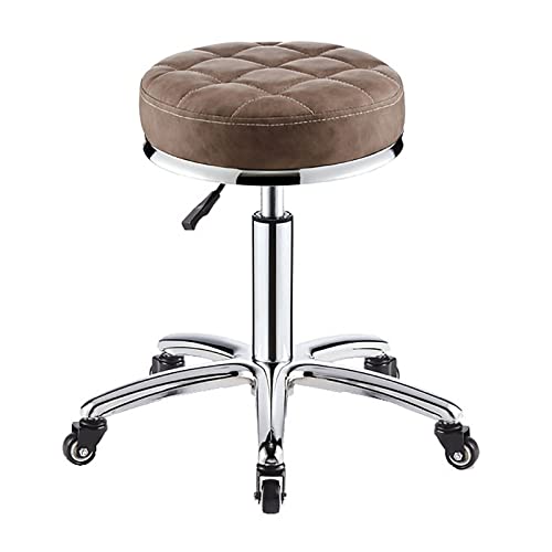 Leather Swivel Rolling Stool Chair, Thick Padding Adjustable 44-59cm Hydraulic Stool with Wheels for Medical Spa Massage Salon Home Office Clinic Studio (C1)