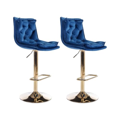 Counter Height Bar Stools Set of 2 ， Beige Tufted Velvet Strap Back and Upholstered Adjustable Height and Swivel Bar Chairs with Golden Leg for Home Kitchens island and Commercial Bars