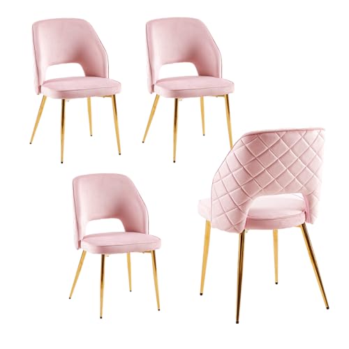 Hook Boucle Off White Dining Chairs Set of 4, Modern Dining Room Chair, Golden Legs Dining Chairs, Armless Upholstery Dining Chairs, White Boucle Dining Chairs with Golden Legs, White