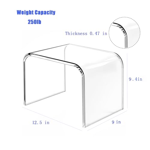 Acrylic Step Stool,Acrylic Stool,Kids Step Stool,Small Step Stool,Clear Foot Stool with Non-Slip for Bathroom,Holds Up to 250lbs (with Non-Slip Stool, Pack of 1)