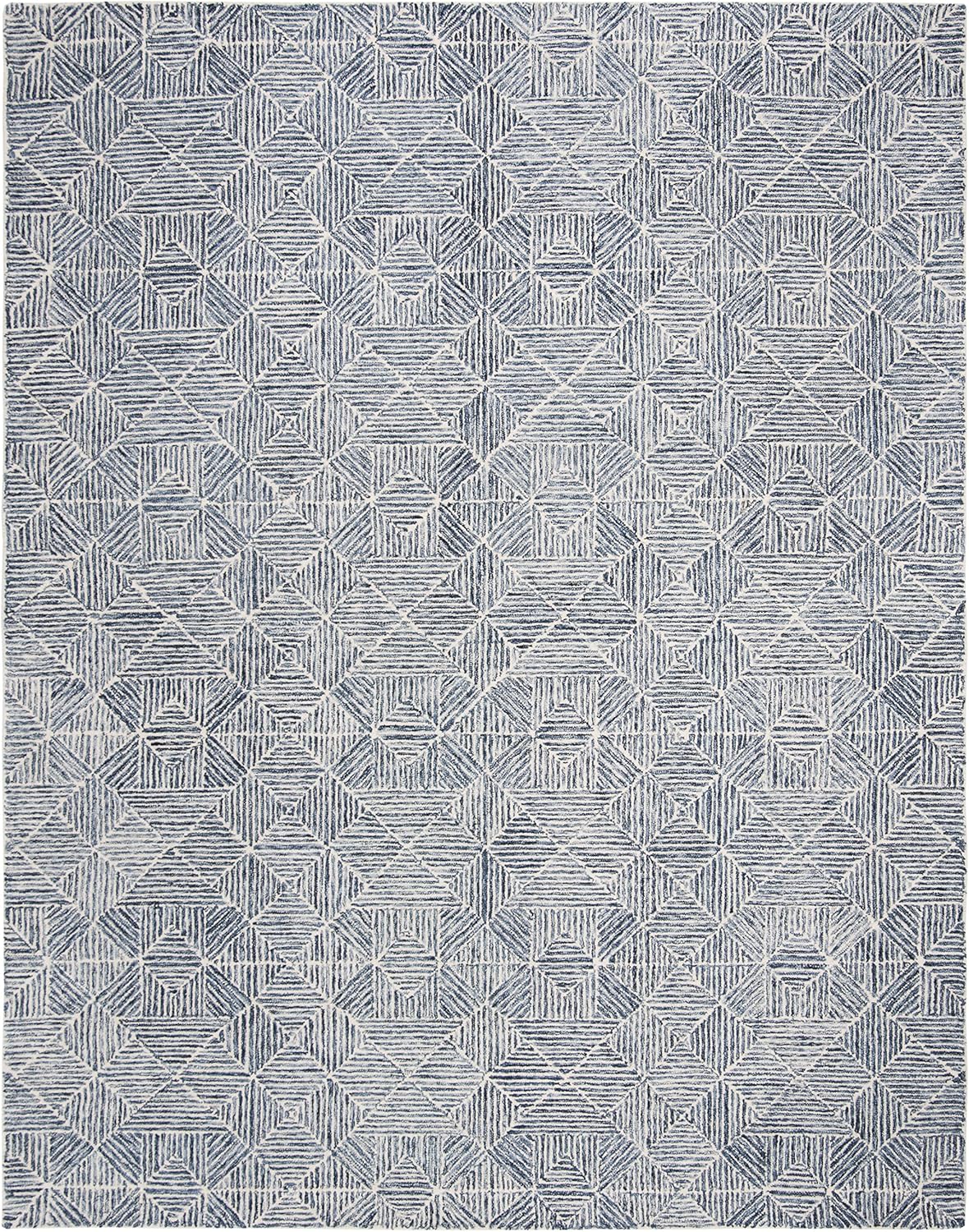 SAFAVIEH Abstract Collection Area Rug - 6' x 9', Blue & Ivory, Handmade Wool, Ideal for High Traffic Areas in Living Room, Bedroom (ABT763M)