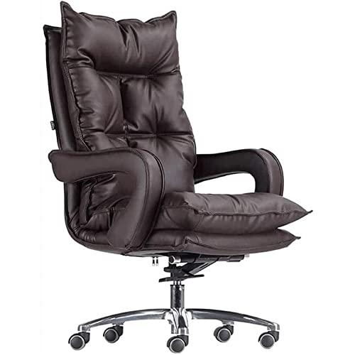 Adjustable Height Pu Leather High Back Recliner, 360° Swivel Executive Home Office Chair with Retractable Footrest and Double Padding Computer Chair for Home Office Lofty Ambition (Black)