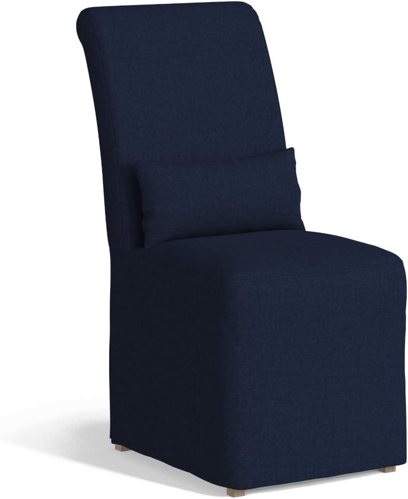 Sunset Trading Slipcovered Upholstered Dining Chair, Performance Fabric Navy Blue
