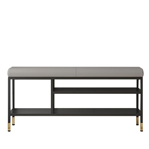 Shoe Rack for Entryway/Closet,Storage Ottoman,Shoe Storage Bench,Shoe Organizer,Shoe Cabinet,with Storage and Seating,for Living Room,Bedroom End of Bed,Hallway,Installation Free(White+gold)