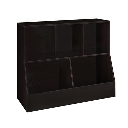 DINZI LVJ Toy Storage Organizer, Kids Bookshelf, Wood Toy Storage Cabinet, 5 Cubby Children Bookcase, Toddler Book Toy Shelf for Playroom, Bedroom, Nursery, Hallway, School, 39.4