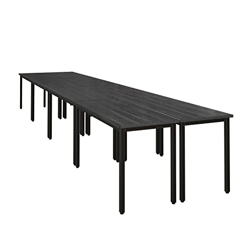 Bonzy Home Conference Tables 16ft Office Computer Desk for Meeting Room Study Writing Printer Table Meeting Seminar Table for 20 People Modern Black 8PCS (188.8