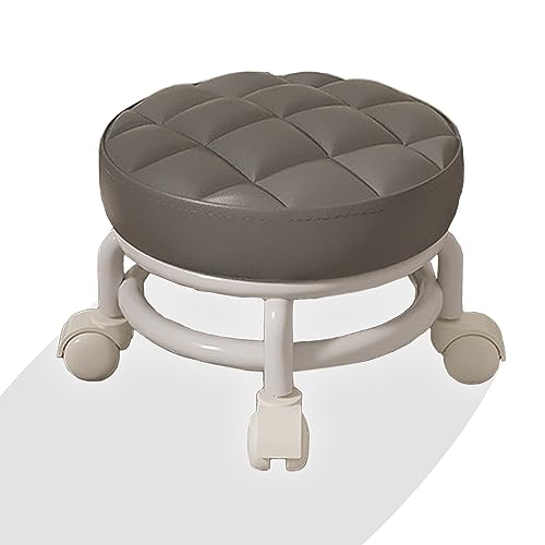 Round Rolling Low Stool-360° Universal Wheel Comfortable Strong Elegant Suitable for Home or Office!…