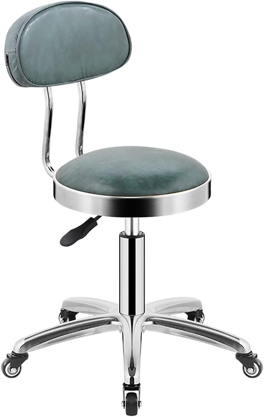 Rolling Stool with Wheels Cosmetic Stool Rolling Stool Adjustable Rolling Stool Back Rest, Comfortable Stool On Wheels, Heavy Duty Hydraulic Metal Stool for Salon, Massage Swivel Roll Stool