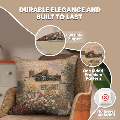 Charlotte Home Furnishings Decorative Boho Throw Pillow Covers 18x18 in Tapestry Sofa Pillows for Bed Living Room Green Water Modern Couch Decor Cushion Covers Soft European Cotton Jacquard Woven