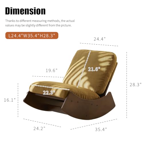 Glider Rocking Chair, Comfortable Upholstery Glider Chair, Solid Wood Chair, Perfect for Multiple Settings Accent Reading Chair for Bedroom, Living Room, Nursery, Hotel (Orange)