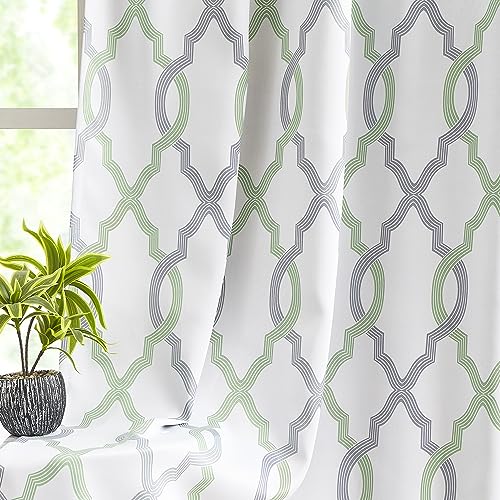 Yellow Grey Moroccan Full Blackout Curtains 63 Inch Length, Thermal Insulated Grommet Window Treatments for living room, Thermal Drapes 2 Panels Set, 52'' W