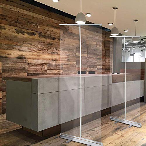 Freestanding Protective Sneeze Guard, Floor Standing Sneeze Guard for Reception Desk Cashier Checkout Counter Roll Up Clear Shield Lightweight and Portable (Size : 100X200cm(39.4X78.7inch))