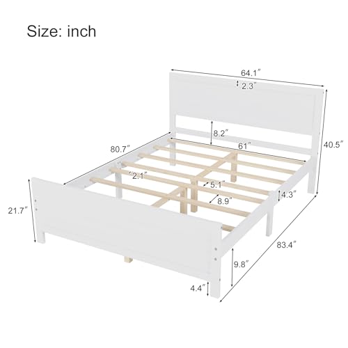 Dolonm Full Bed Frame, Wood Platform Bed Frame Full Size, Bedframe Full with Headboard, Farmhouse Full Size Bed Frame, 8 Wood Slat Support, No Box Spring Needed, Walnut
