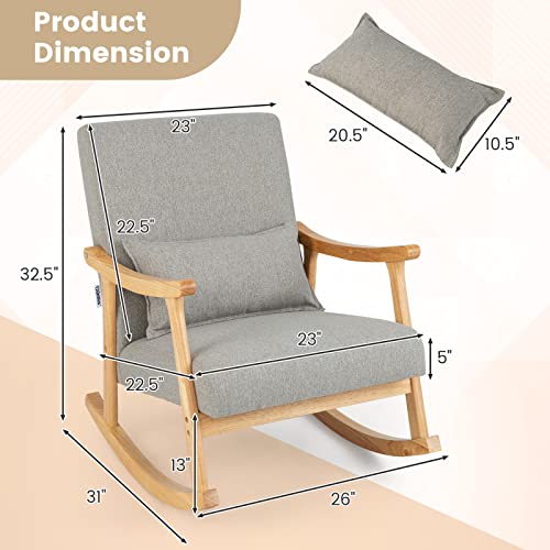 Giantex Upholstered Rocking Chair Set of 2 - Modern Rocker with Rubber Wood Frame, Comfy Backrest & Seat, PP Padded Pillow, Single Rocking Chair for Living Room, Nursery, Bedroom, Lounge, Office