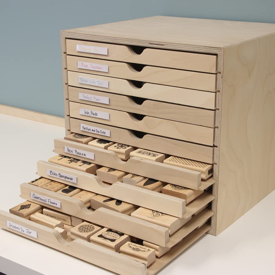 Stamp-n-Storage Drawer Cabinet with 10 Single Drawers for IKEA (will fit IKEA Kallax Shelving) Natural Wood Color