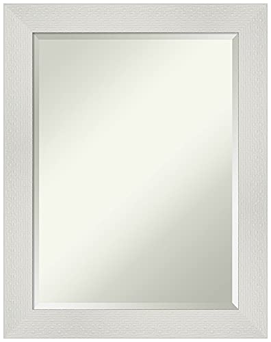 Amanti Art Bathroom Mirror, Rustic Plank White Narrow Wall Mirror for use as Bathroom Vanity Mirror Over Sink (33.5 x 43.5 in.) Beveled Mirror, White Mirror, Country Rustic Mirror from WI, USA