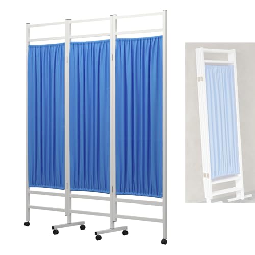 Portable Room Divider with Wheels, Sturdy Double-Layer Nylon Fabric, Easy to Clean, Compact, Foldable and Lightweight Partition Screen, Suitable for Beauty Salons, Clinics, and Offices (4 Panel)